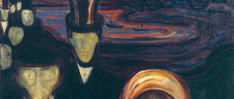 Anxiety - L’Ansia (Ansietà, Angoscia), Edvard Munch, 1894, dipinto olio su tela 94 cm x 74 cm, Oslo presso il Museo dedicato all’artista.